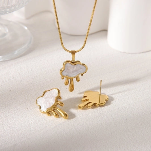 Jewelry Simple Style Commute Clouds 304 Stainless Steel Acrylic 18K Gold Plated Jewelry Set