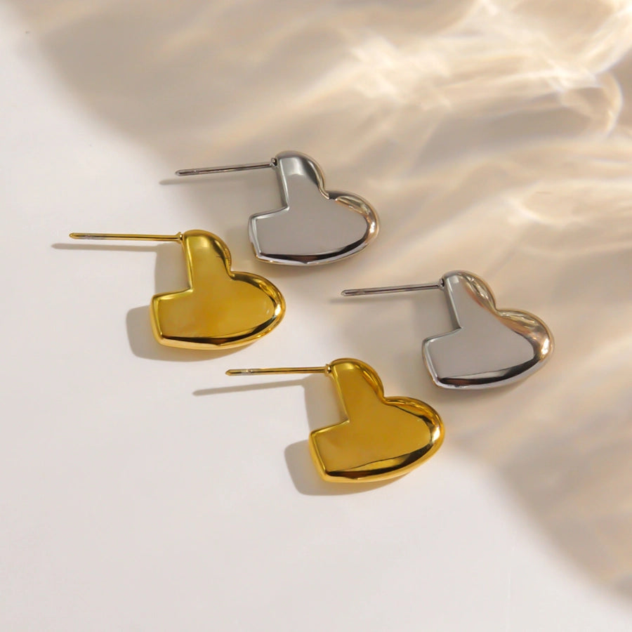 1 Pair IG Style Simple Style Classic Style Heart Shape Plating 304 Stainless Steel 14K Gold Plated Ear Studs