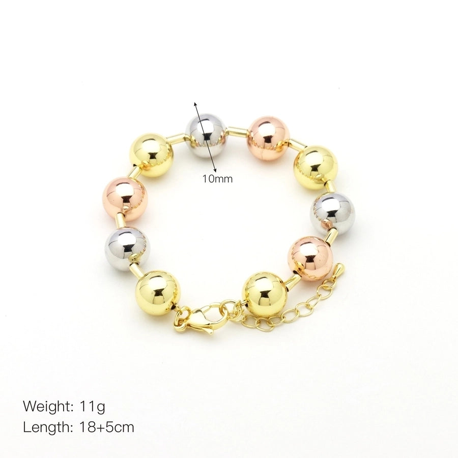 Copper 18K Gold Plated Beaded Plating Round Bracelets