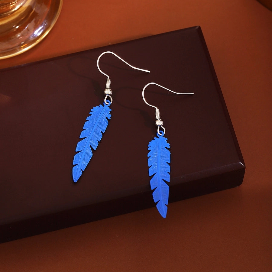 1 Pair Retro Feather Copper Drop Earrings