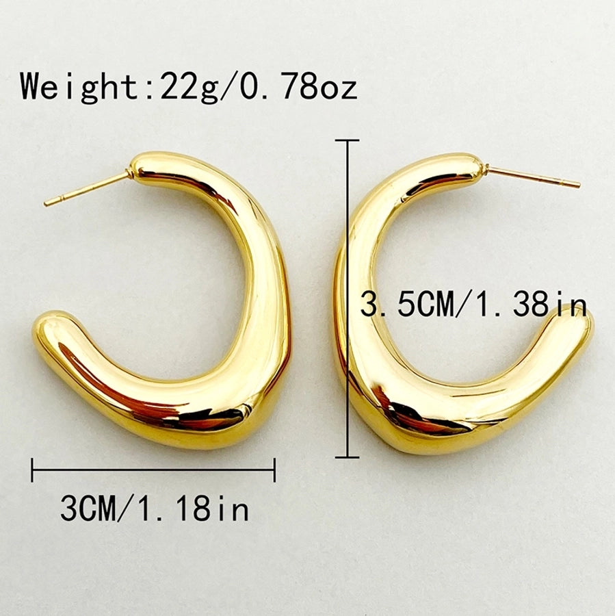 1 Pair Casual IG Style C Shape 304 Stainless Steel 14K Gold Plated Ear Studs