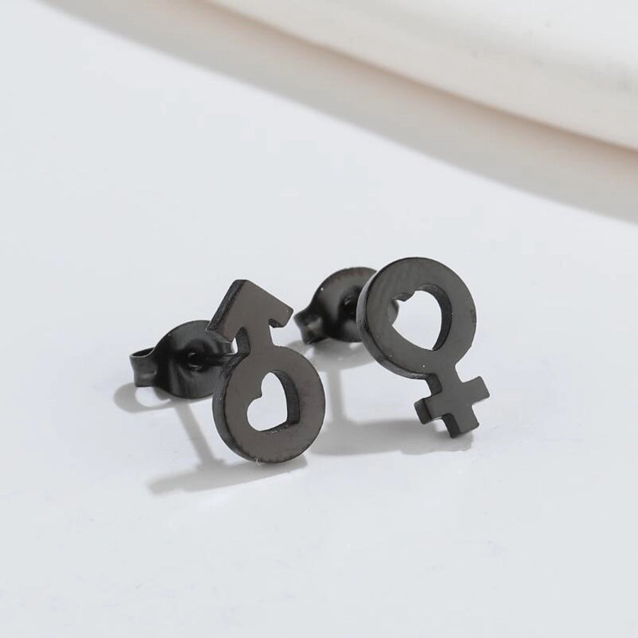 1 pair fashion star moon wings titanium steel asymmetrical plating hollow out ear studs - CEJEW