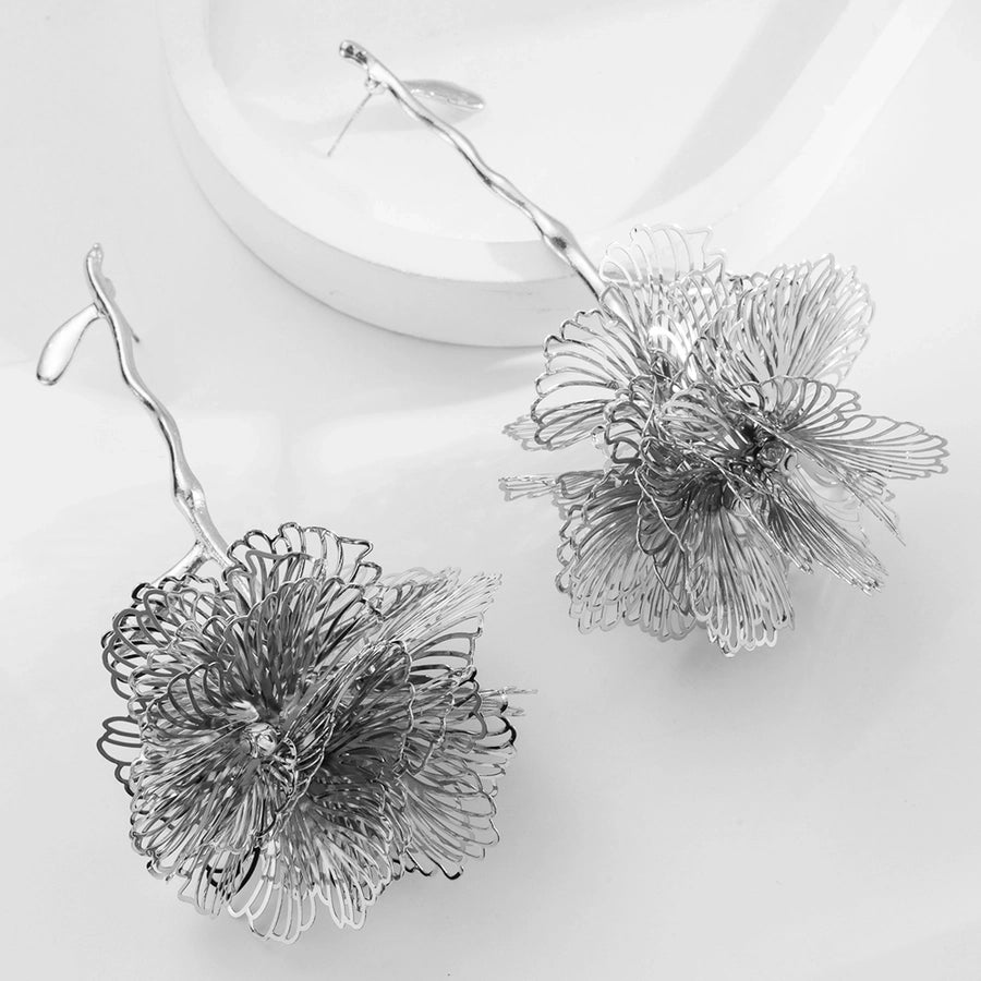 1 Pair Elegant Vacation Classic Style Flower Plating Alloy Gold Plated Silver Plated Drop Earrings