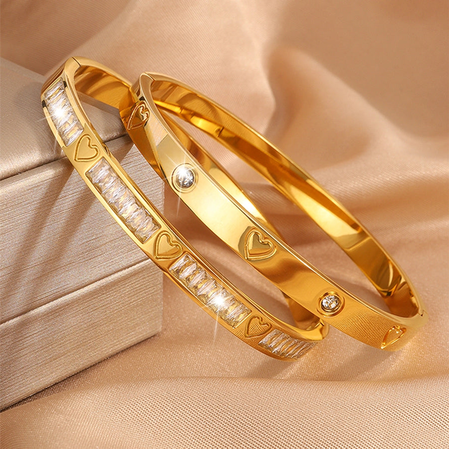 Elegant French Style Classic Style Solid Color 304 Stainless Steel Bangle In Bulk - CEJEW