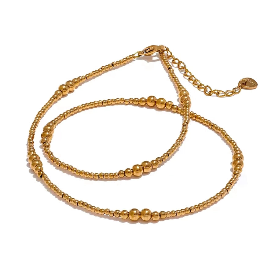 Jewelry Simple Style Classic Style Solid Color 304 Stainless Steel 18K Gold Plated Beaded Plating Necklace