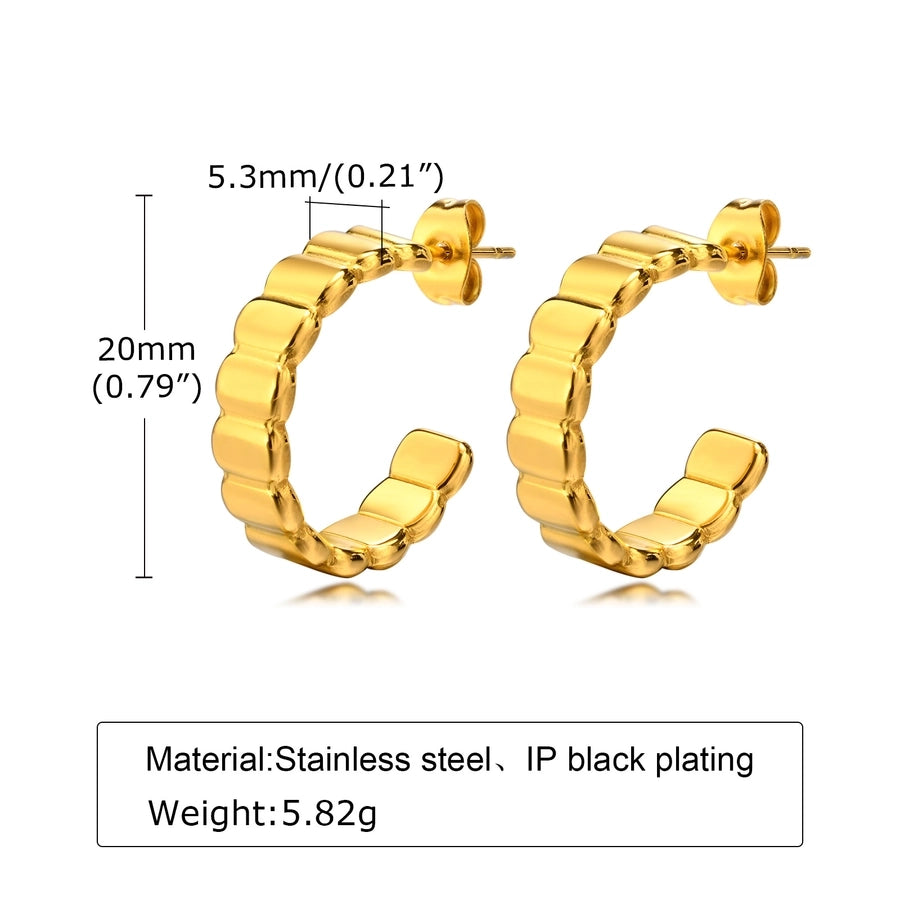 1 Pair Simple Style Solid Color Plating 304 Stainless Steel Gold Plated Earrings