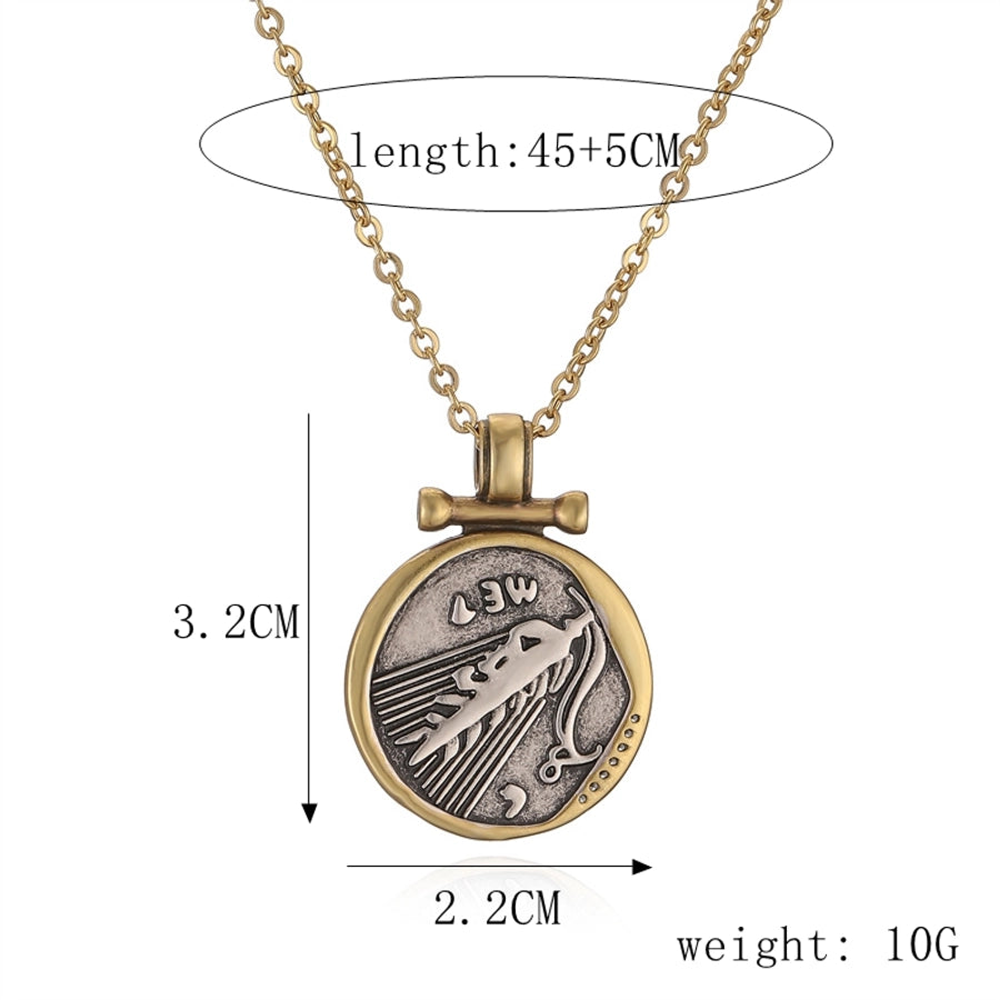 ig style simple style portrait stainless steel copper plating inlay zircon gold plated pendant necklace - CEJEW