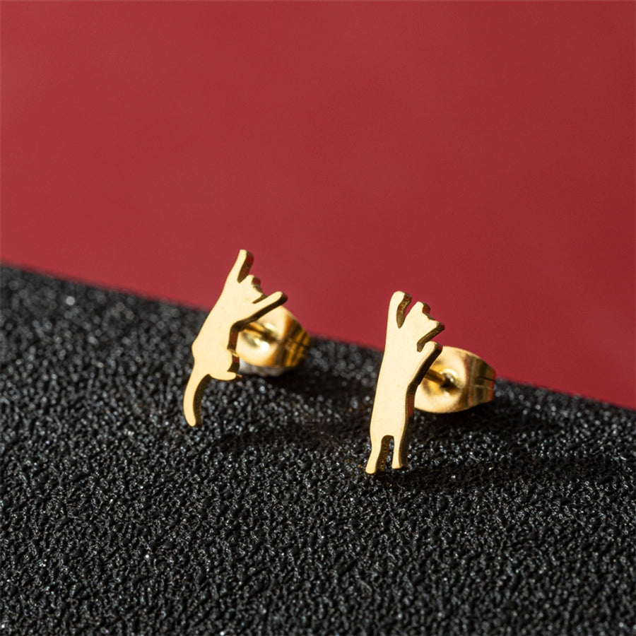 1 Pair Cute Basic Sweet Animal Cat Polishing Plating 304 Stainless Steel 18K Gold Plated Ear Studs