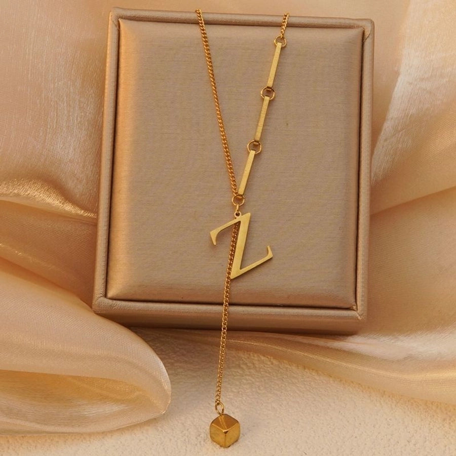 Jewelry Simple Style Artistic Letter 201 Stainless Steel 18K Gold Plated Pendant Necklace