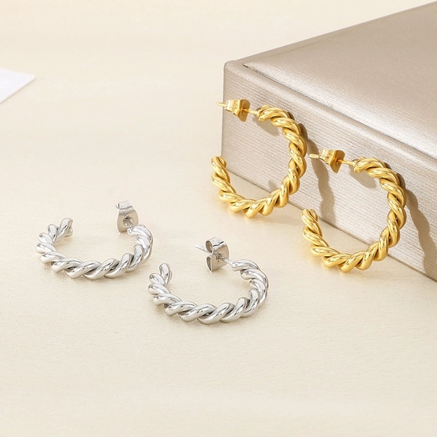 1 Pair Simple Style C Shape 304 Stainless Steel 18K Gold Plated Stainless Steel Earrings