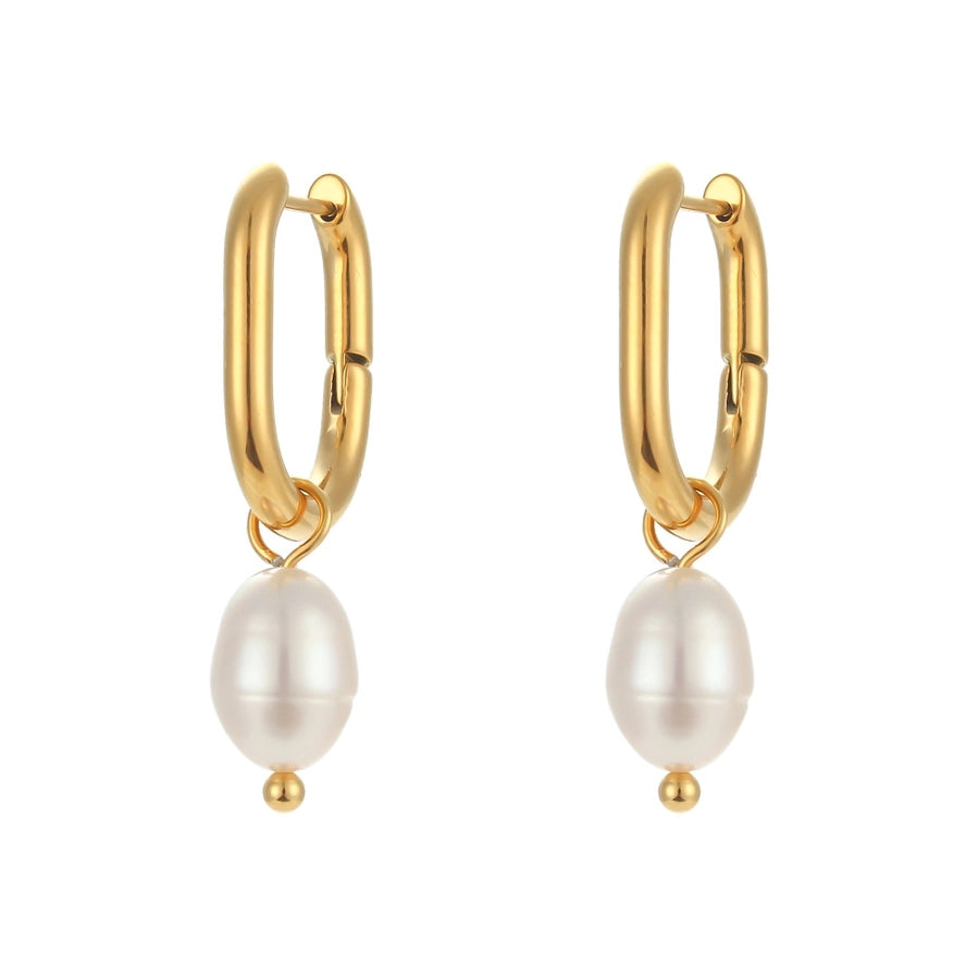 Fashion U Shape Pearl Plating 304 Stainless Steel 18K Gold Plated Drop Earrings