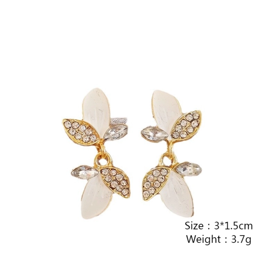 1 Pair Elegant Petal Plating Inlay Alloy Zircon Gold Plated Drop Earrings