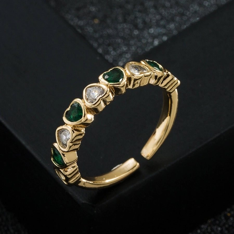 copper-plated gold inlaid zircon women's opening adjustable ring