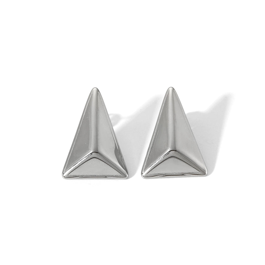 1 Pair Basic Triangle Polishing Plating 304 Stainless Steel 18K Gold Plated Earrings