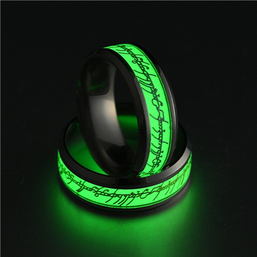 cross-border ornament stainless steel luminous ring fluorescent stall supply titanium steel magic ring the lord of the rings