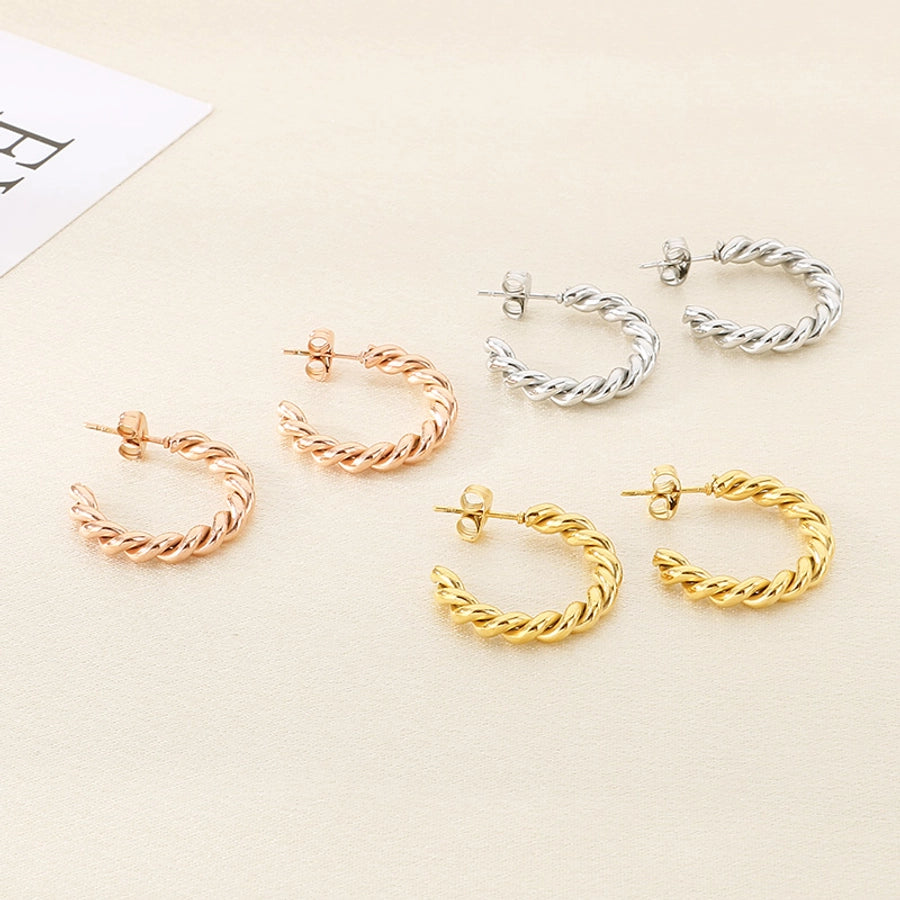 1 Pair Simple Style C Shape 304 Stainless Steel 18K Gold Plated Stainless Steel Earrings