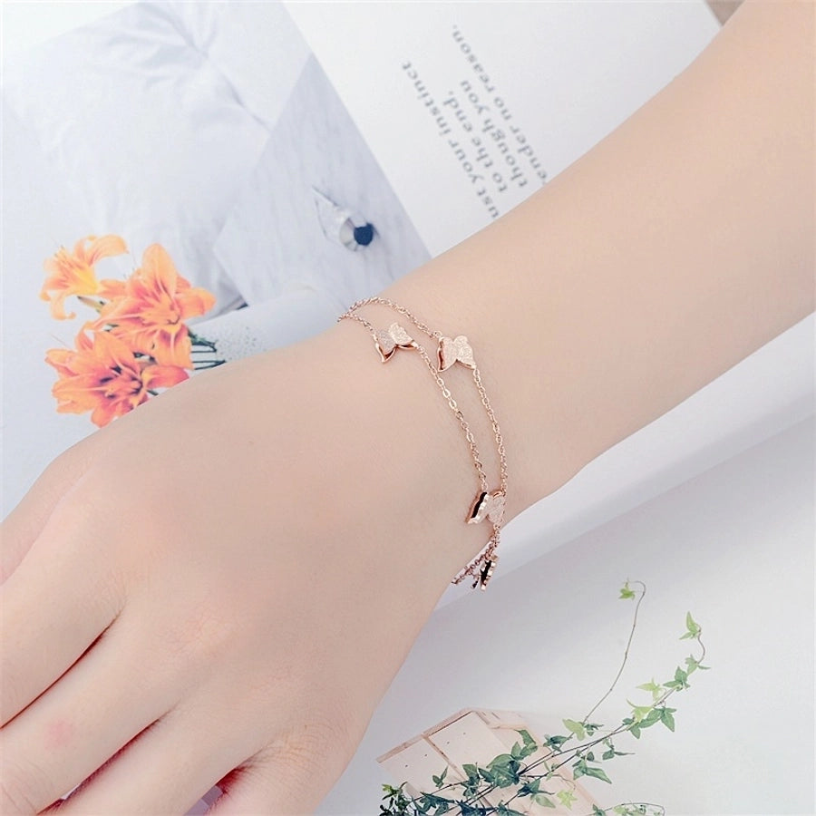 Sweet Butterfly Titanium Steel 18K Gold Plated Bracelets In Bulk