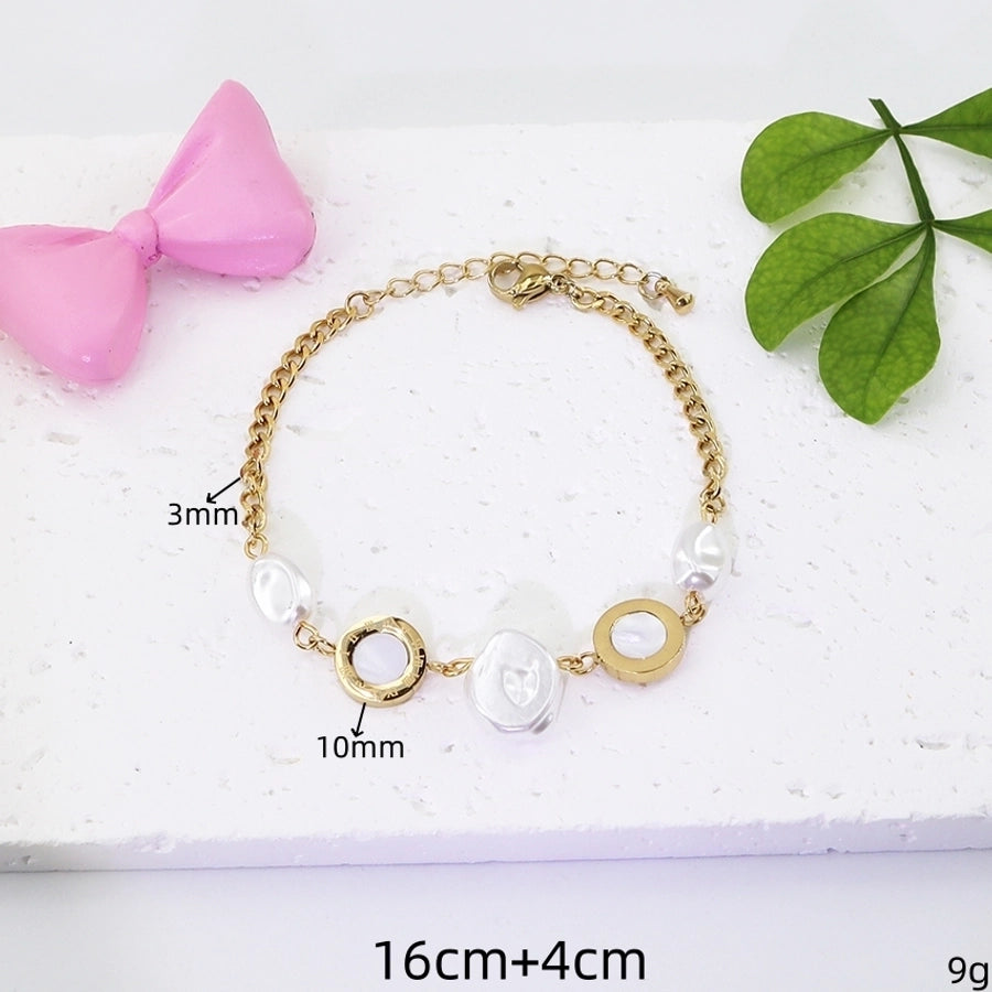 Basic Simple Style Moon Flower Butterfly 304 Stainless Steel Gold Plated Zircon Bracelets In Bulk