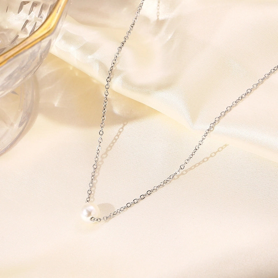 Jewelry Casual Simple Style Geometric 304 Stainless Steel Imitation Pearl Stainless Steel Necklaces