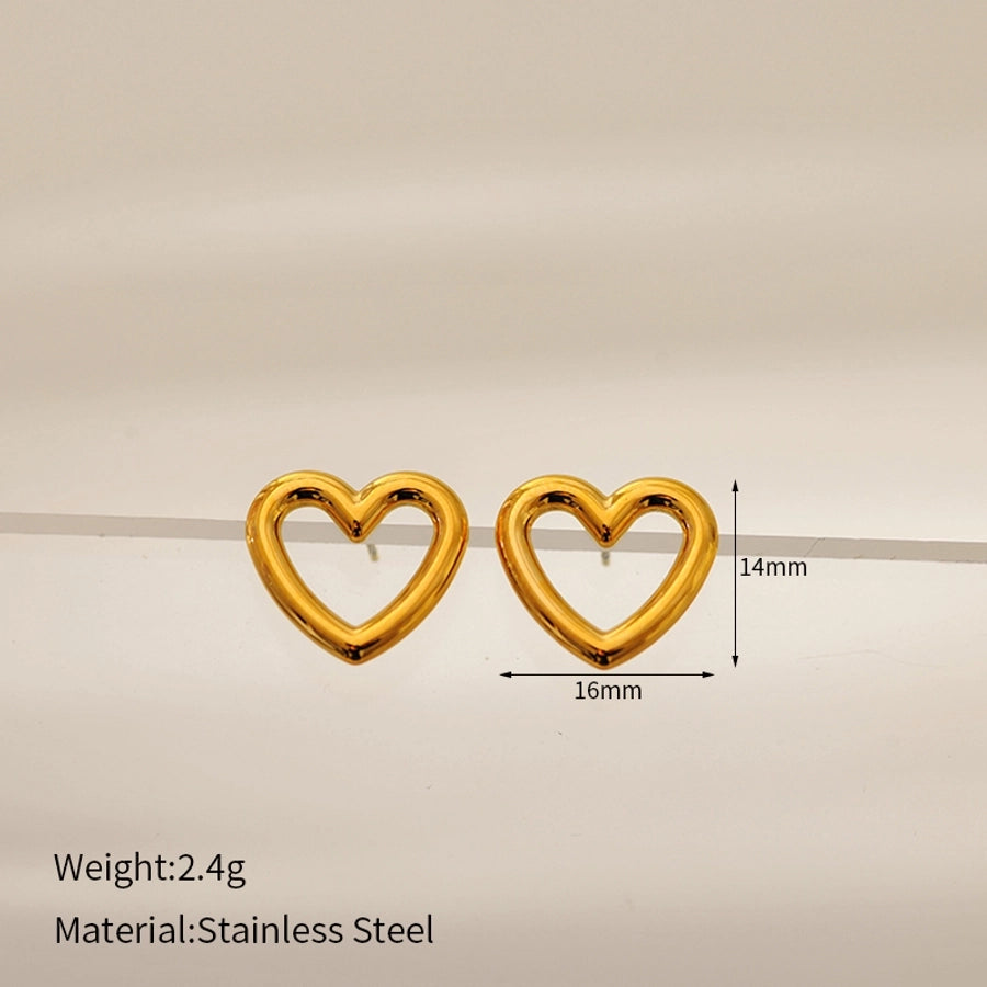 1 Pair Elegant Cute Heart Shape 304 Stainless Steel 18K Gold Plated Ear Studs