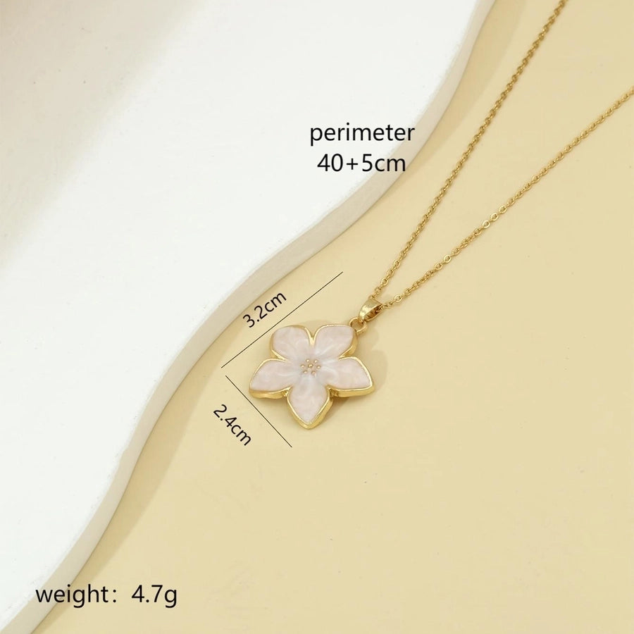 Elegant Sweet Flower K Gold Plated 304 Stainless Steel Alloy  Pendant Necklace