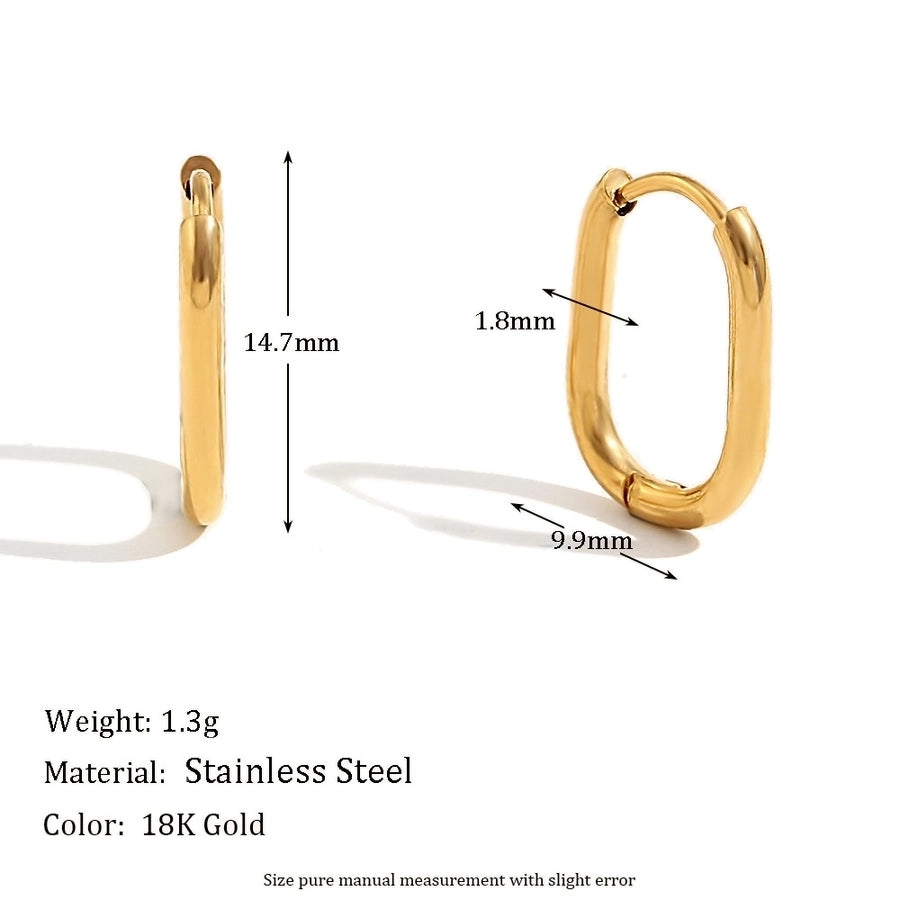 1 Pair Simple Style U Shape Plating 304 Stainless Steel 18K Gold Plated Earrings