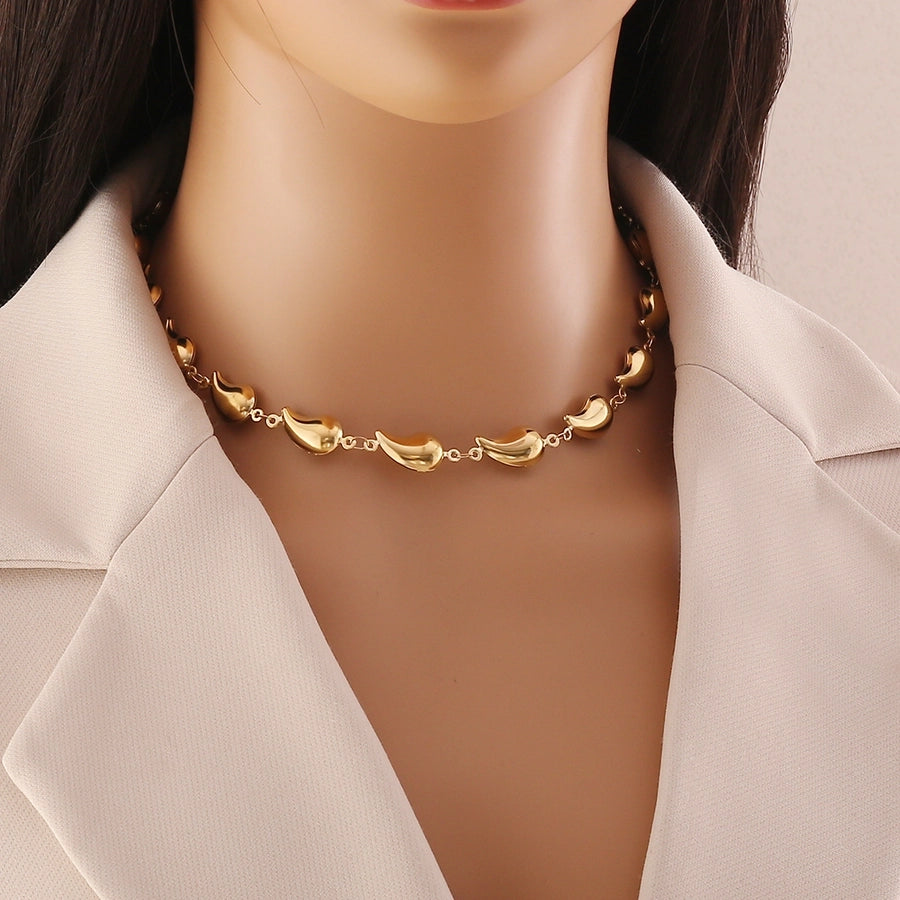 Jewelry Lady Commute Round 304 Stainless Steel 18K Gold Plated Irregular Necklace