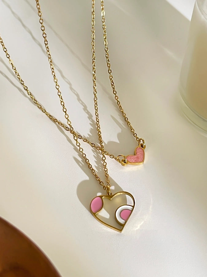 Jewelry Simple Style Heart Shape 316L Stainless Steel  18K Gold Plated Irregular Pendant Necklace