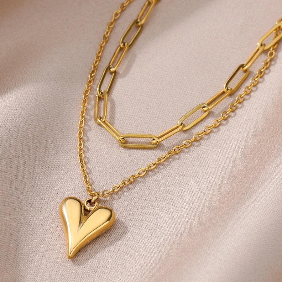 Jewelry Elegant Classic Style Heart Shape 304 Stainless Steel Stainless Steel Necklaces