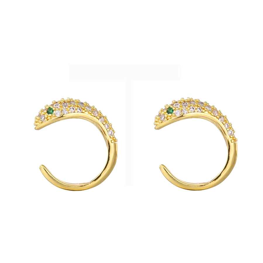 1 pair classic style snake plating inlay copper zircon white gold plated gold plated ear cuffs