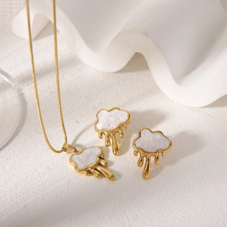 Jewelry Simple Style Commute Clouds 304 Stainless Steel Acrylic 18K Gold Plated Jewelry Set