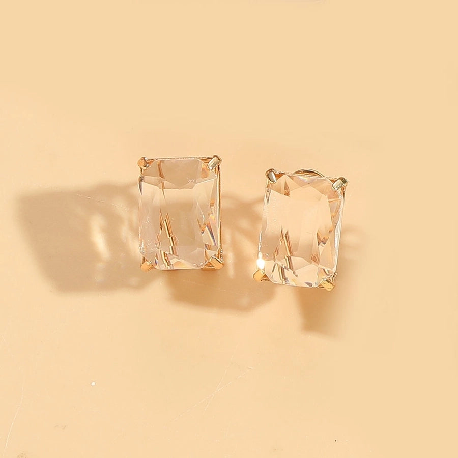 1 Pair Vintage Style Simple Style Commute Square Inlay Copper Zircon 14K Gold Plated Ear Studs