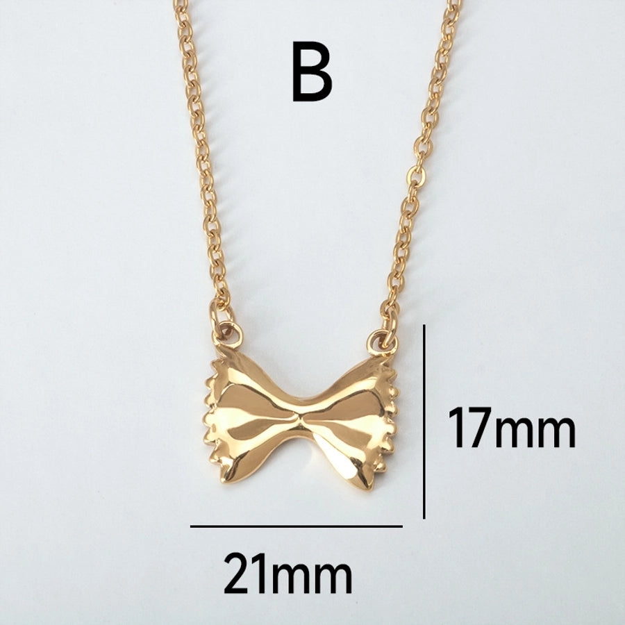 Jewelry Casual Simple Style Streetwear Bow Knot 304 Stainless Steel Pendant Necklace