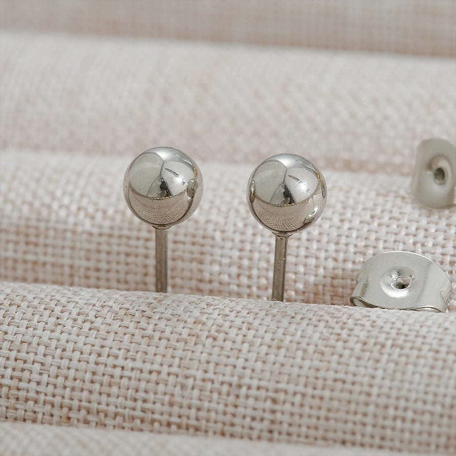 1 Pair Basic Ball 304 Stainless Steel Ear Studs