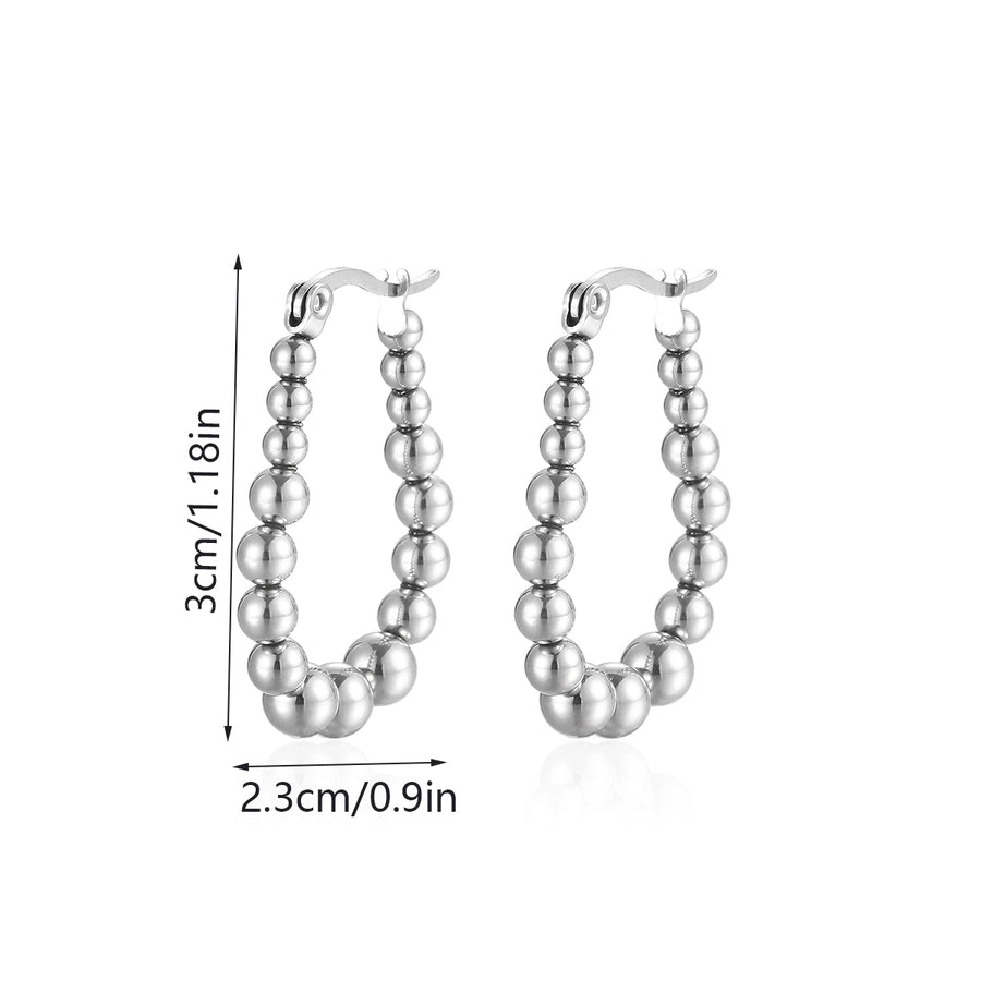 1 Pair Simple Style Triangle Round Oval 304 Stainless Steel Stainless Steel Earrings