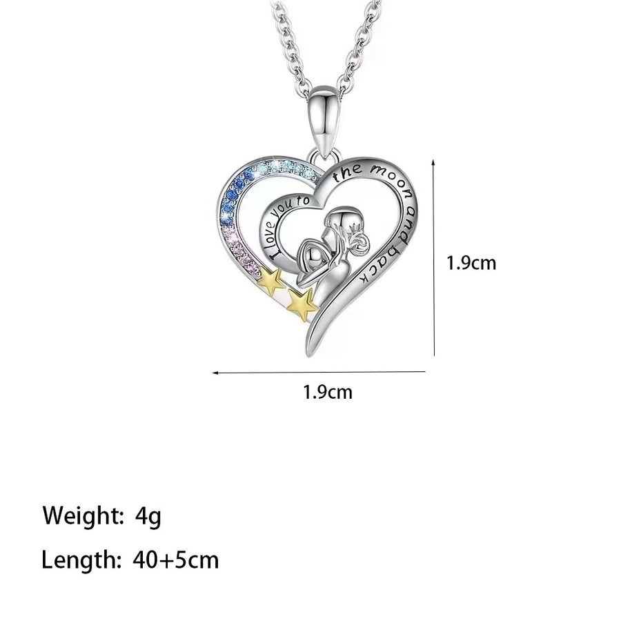 Jewelry Casual MAMA Simple Style Human 304 Stainless Steel Artificial Rhinestones 18K Gold Plated Rose Gold Plated Plating Inlay Pendant Necklace - CEJEW