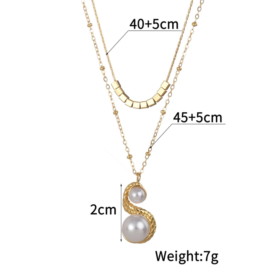 Jewelry Elegant Vintage Style Streetwear Ball 304 Stainless Steel 18K Gold Plated Double Layer Necklaces