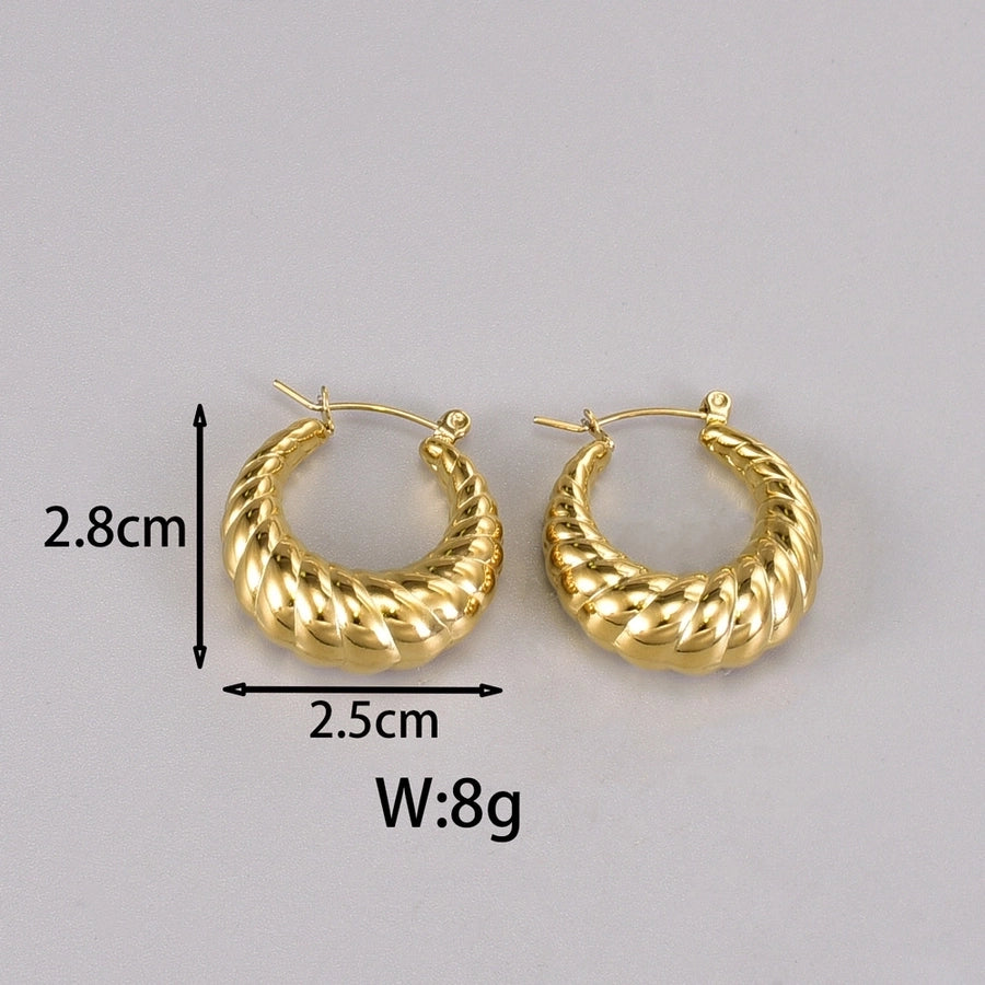 1 Pair Simple Style Classic Style C Shape Plating 304 Stainless Steel Titanium Steel 18K Gold Plated Ear Studs - CEJEW