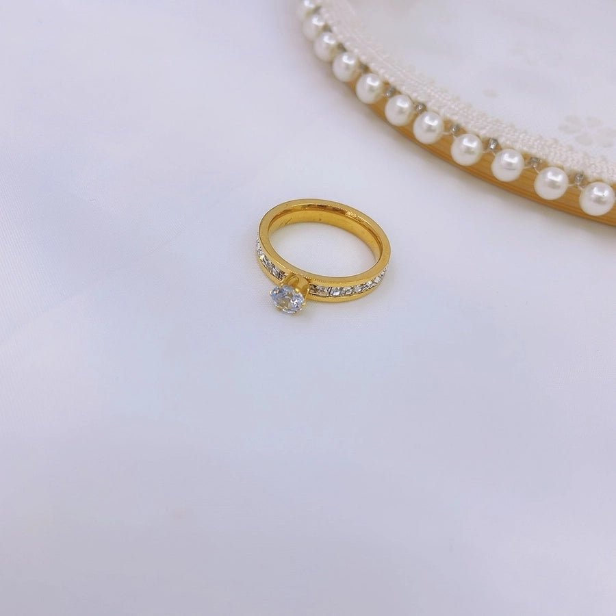 simple style solid color titanium steel plating inlay artificial diamond rings