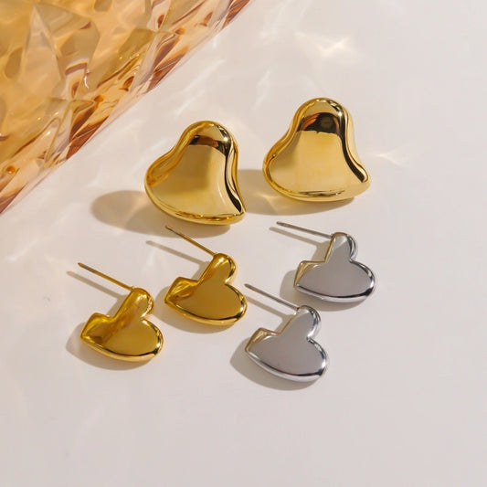 1 Pair IG Style Simple Style Classic Style Heart Shape Plating 304 Stainless Steel 14K Gold Plated Ear Studs