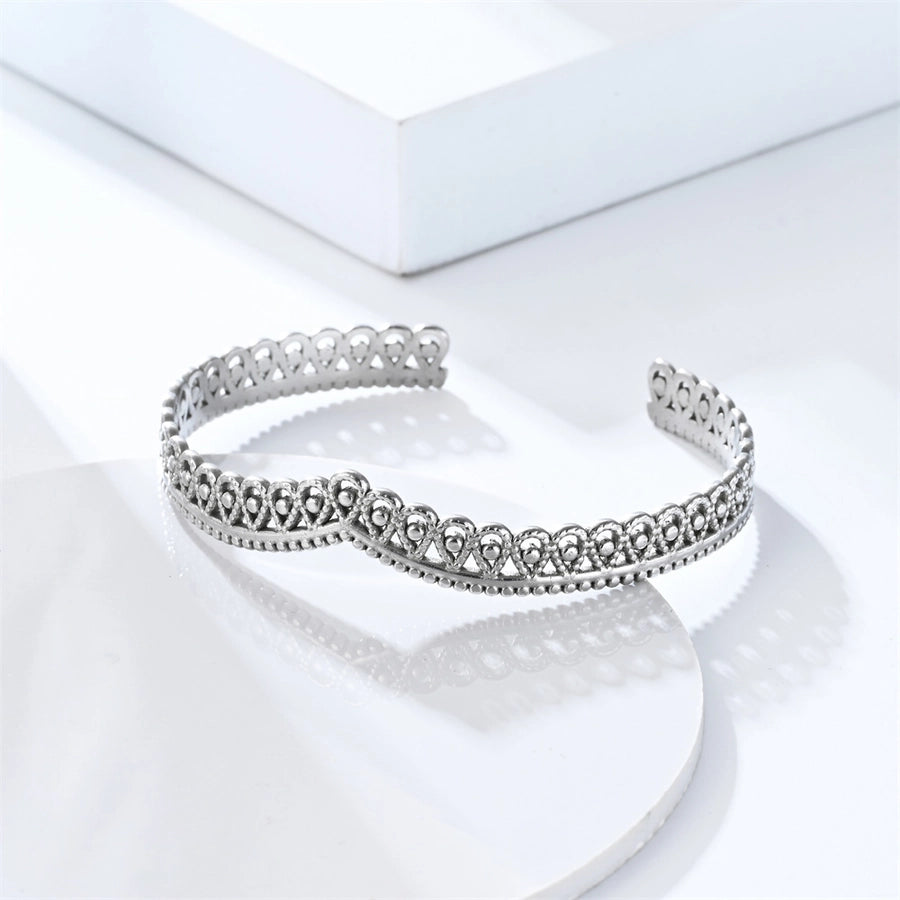 casual simple style crown stainless steel polishing hollow out bangle