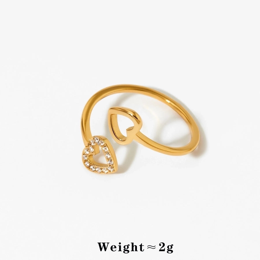 Jewelry Modern Style Simple Style Heart Shape 316 Stainless Steel  Diamond 16K Gold Plated White Gold Plated Gold Plated Plating Inlay Rings