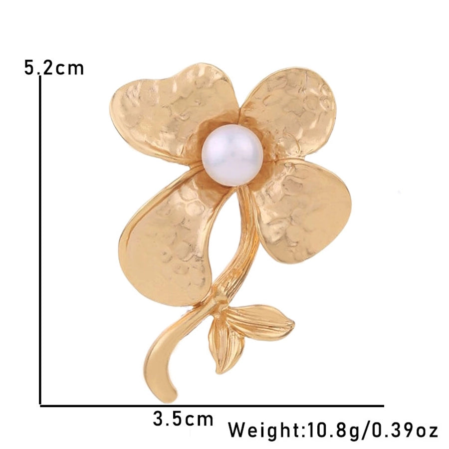 elegant lady flower alloy inlay pearl women's brooches 1 piece