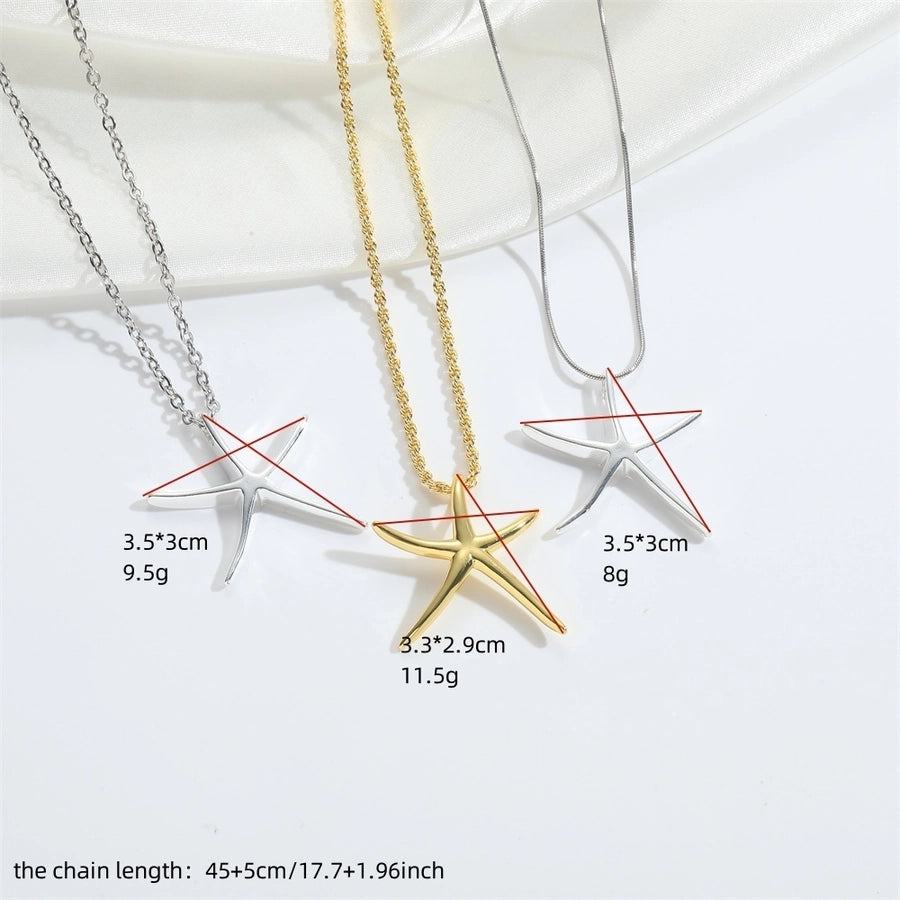 Copper 14K Gold Plated Starfish Pendant Necklace