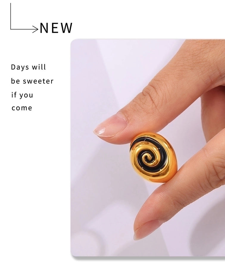 Jewelry Casual Exaggerated Circle Titanium Steel Enamel Rings