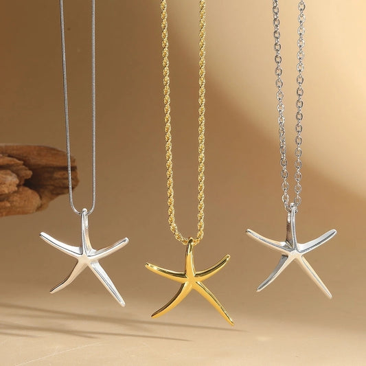 Copper 14K Gold Plated Starfish Pendant Necklace