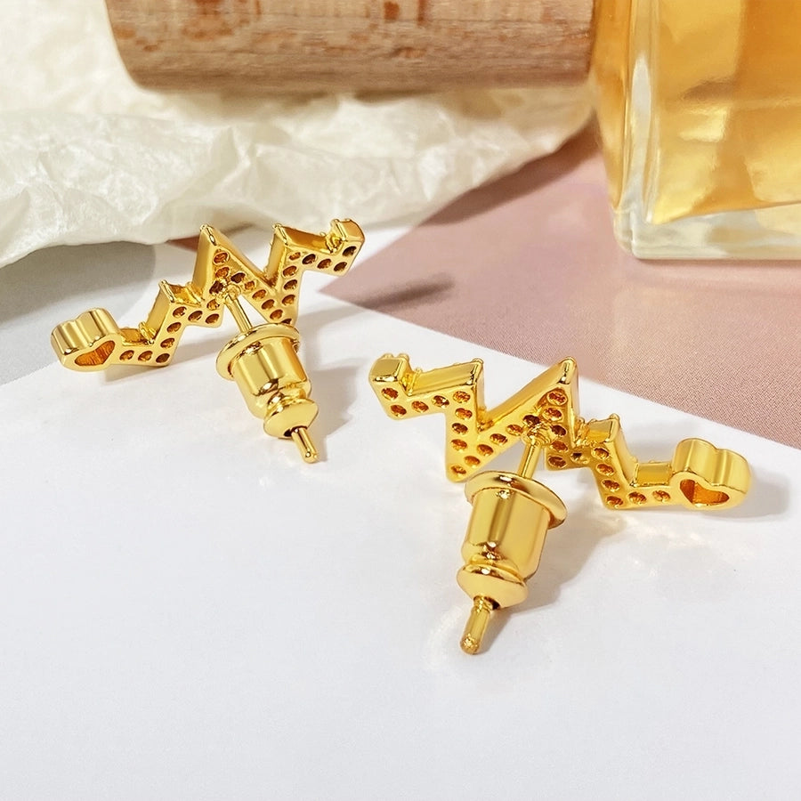 1 Pair Romantic Sweet Streetwear Geometric Inlay Copper Zircon 18K Gold Plated K Gold Plated Silver Plated Copper Earrings