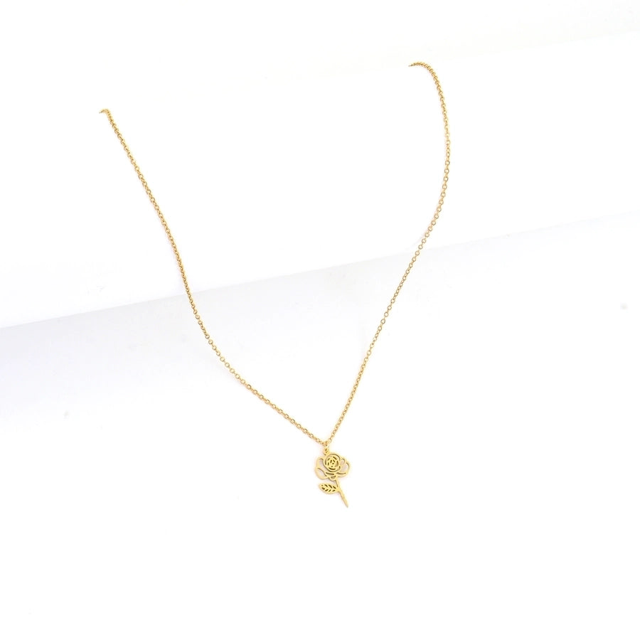 Jewelry Elegant Simple Style Classic Style Flower 201 Stainless Steel 304 Stainless Steel Pendant Necklace