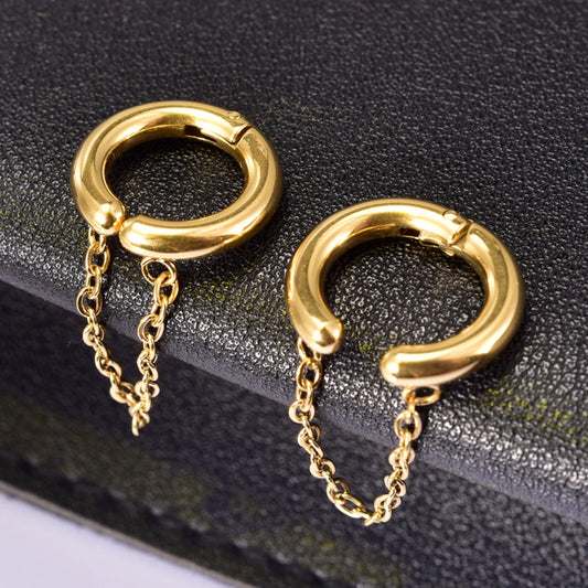 1 Pair Casual Simple Style Geometric Chain 304 Stainless Steel Titanium Steel 18K Gold Plated Ear Cuffs