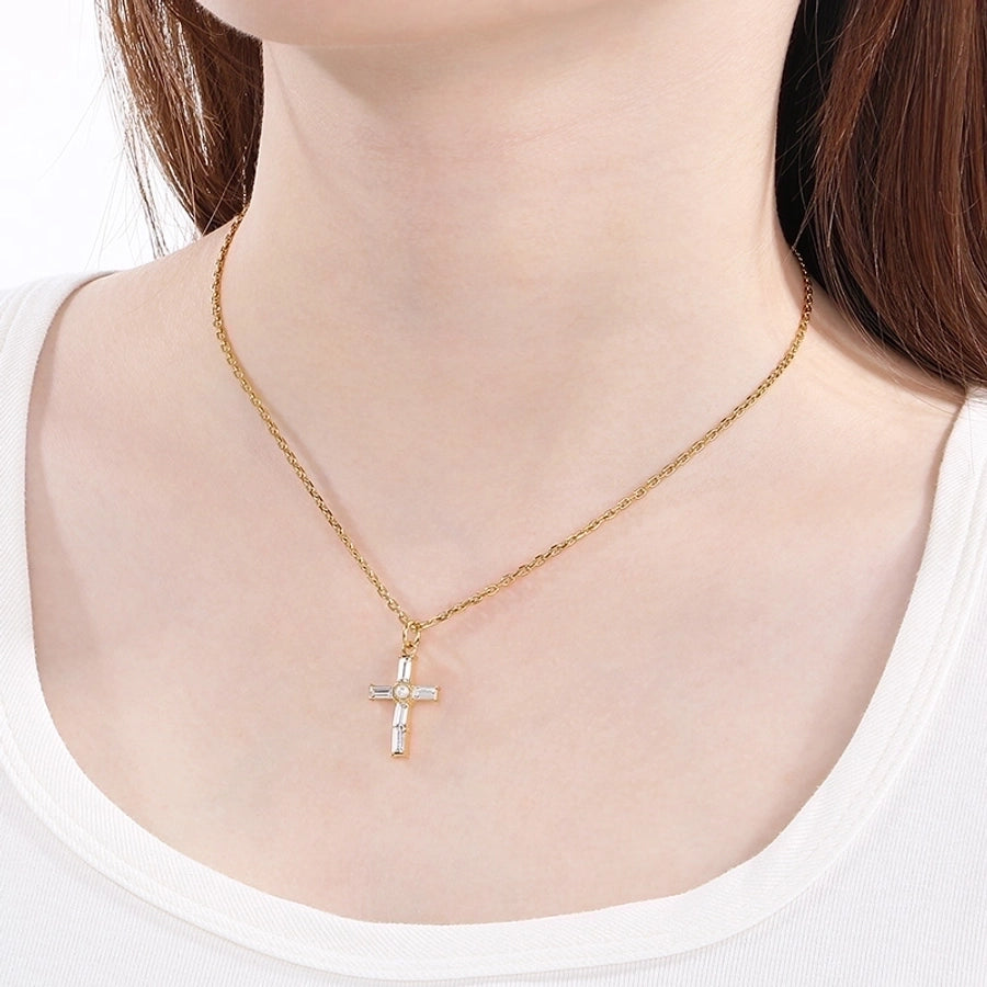 Jewelry Vintage Style Cross 304 Stainless Steel 18K Gold Plated Stainless Steel Necklaces